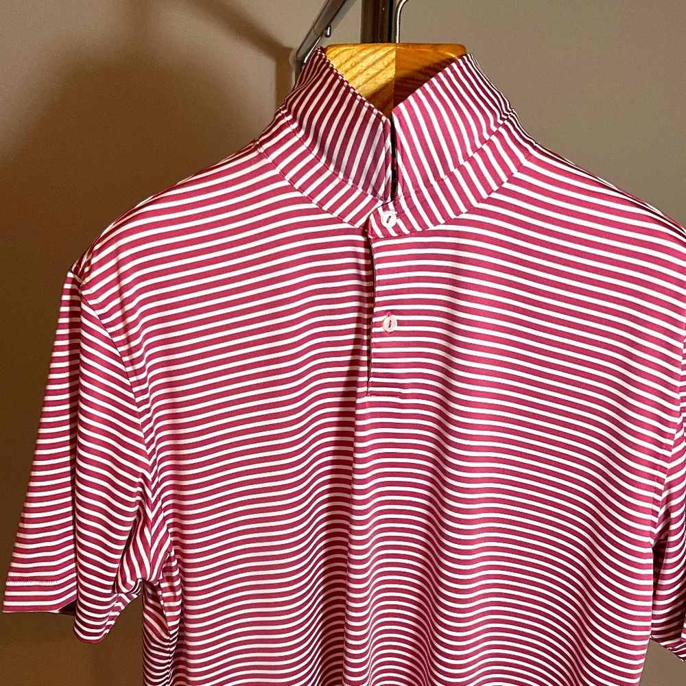 Peter Millar Crown Crafted Polo- Tailored Fit- Size XL- Red and White